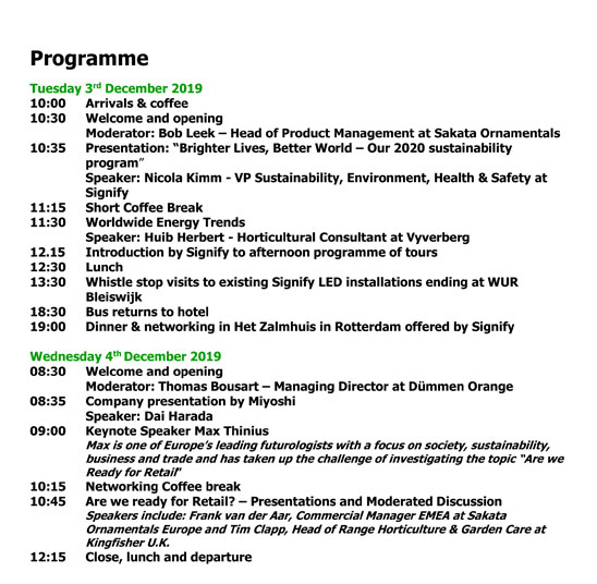 Programme per November 2019